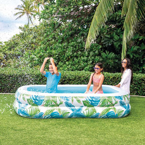 Piscina Elevada <span class=keywords><strong>Rectangular</strong></span> <span class=keywords><strong>Inflable</strong></span> <span class=keywords><strong>INTEX</strong></span> 57177NP con Diseño de Hojas Tropicales, Estructura de Tres Anillos, 2.29m X1.52mx48cm - Product Image 2