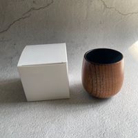 Tasse en bois de whisky carbonisé à l'ancienne faite à la main avec logo personnalisé en gros Cadeaux pour hommes Tasse à café et thé en bois