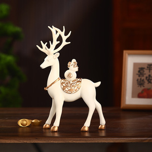 Epoxy Resin Folk Art Deer Figurine <b>Light</b> Luxury High-End Home Decor Cabinet Customized Sculpture for Living Room <b>TV</b> Entrance - Product Image 4