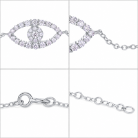 Bracelet Moissanite Yeux en Argent Sterling 925 avec Pendentif Charme, Bijou Tendance Quotidien pour Femme