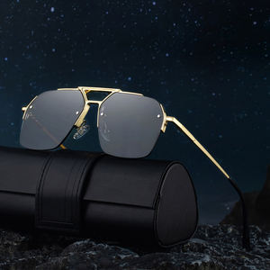 Partagasファッション流行のカスタムロゴハーフリムスクエアダブルブリッジ春ヒンジUV400シェードサングラス男性用 - Product Image 1