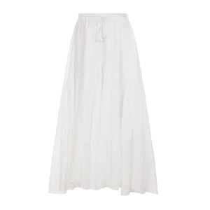 Solid Color Sweet Natural Waist Floor-Length A-Line Flowy <b>Skirt</b> with <b>Split</b> Detail Women's Summer Resort Wear - Product Image 6
