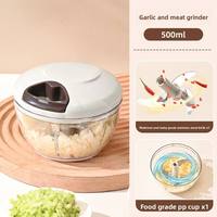 Mini Procesador de Alimentos Manual Portátil, Picador de Ajo con Cuerda, Cortador de Cebolla, Triturador de Frutas y Verduras