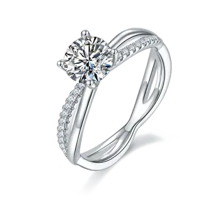 Beautiful Design 18k 925 Silver Golds 1 Carat Moissanite Silver Diamond Hand Ring For Love