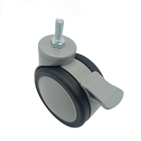 Roue médicale pivotante de 4 pouces avec frein TPR pour lit d'hôpital, mobilier, roue silencieuse en PU, robuste et pivotante