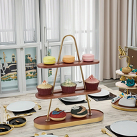 Support à gâteau en métal à plusieurs niveaux de luxe de Style nordique assiette de fruits pliable assiette de collation pour hôtel Buffet pause thé après-midi Restaurant