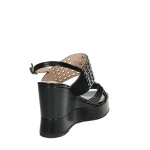 Sandali con tacco a punta aperta con morbido e comodo zeppa PX486 SA4141 cinturino alla caviglia Design primavera estate autunno-nero - Product Image 3