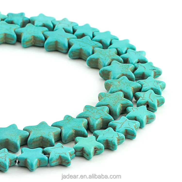 Blue Turquoise Beads Smooth Star Beads Loose Gemstone Beads for Jewelry Making Strand