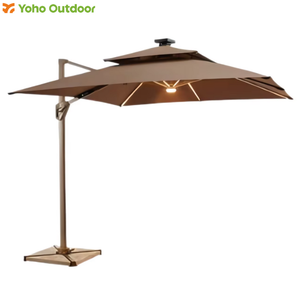 Yoho Luxury Modern Polyester Aluminum Base Outdoor 3m Solar Waterproof <strong>Patio</strong> <strong>Umbrella</strong> LED Lighting for Hotels Parks Private Use - Product Image 2
