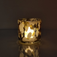 Porte-bougie en verre soufflé à la bouche, moderne, moucheté et coloré, avec points colorés, pour bougies et comme bougeoir