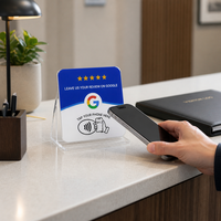 Carte de commentaires Google française 10 cm en acrylique étanche NFC NTAG213 13,56 MHz, autocollant personnalisé pour avis, utilisation hôtelière, prêt à être expédié