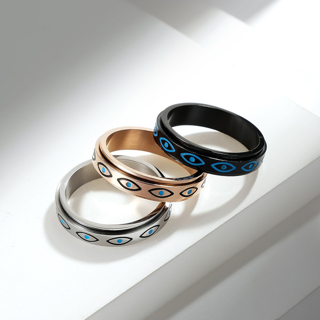 Spinner Fidget Rings Stainless Steel Eye of Horus Rotating Ring to Relieve Anxiety Niche Personality