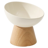 Bol incliné Xingmi en céramique avec bord biseauté en bois pour chat et chien, anti-déversement, sur pieds hauts-bas, protection du cou, émaillé coloré