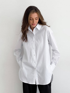 Simple Casual Long Sleeve Women Blouses and <strong>Shirts</strong> Button up Solid Color <strong>White</strong> <strong>Shirt</strong> Tops for Women - Product Image 2