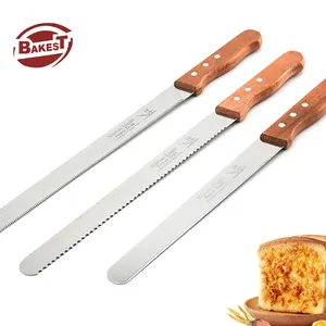 Bakest Custom Logo Brotmesser Klingen 10/12 Zoll Edelstahl gezackte Toast Cutter Slicer Messer Werkzeug mit Holzgriff