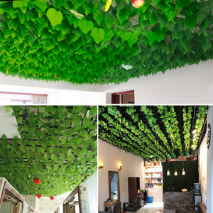 Feuilles <span class=keywords><strong>de</strong></span> vigne artificielles en rotin, lierre, feuilles <span class=keywords><strong>de</strong></span> vigne persistantes, plantes Pothos, fausses plantes en plastique résistantes aux UV pour plafond, maison et jardin - Product Image 4
