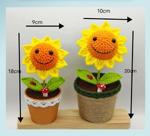 Planta de Girasol Sonriente Tejida a Mano en Maceta, Adorno de Girasol Bonito, Flor Artificial Realista, Regalo Festivo - Product Image 4