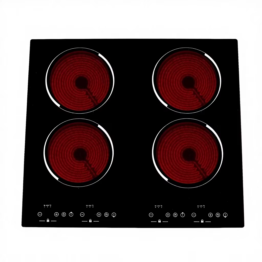 Cuisinière électrique en céramique intégrée à quatre yeux