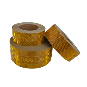 Custom Honeycomb Yellow HIP Prismatic Strong Self Adhesive Saso 2913 Retro-reflective Tape For Truck