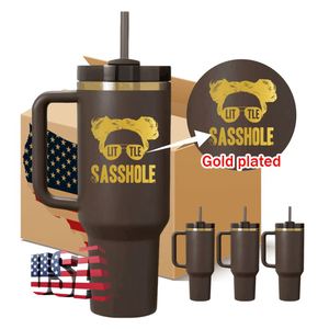 Vaso Térmico H2.0 de 30oz y 40oz con Recubrimiento en Polvo Color Chocolate Oscuro y Dorado en la Parte Inferior, para Grabado Láser, Disponible en Almacén de EE. UU. - Product Image 1