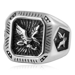 Anillo de águila yunnique para hombre, joyería de moda de acero inoxidable dorado con diseño de animales del zodiaco, regalo - Product Image 4