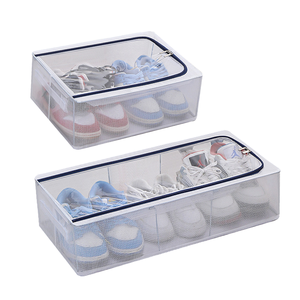 Caja de Zapatos Plegable de PVC, Sin Necesidad de Ensamblaje, Organizador de Almacenamiento Impermeable Debajo de <span class=keywords><strong>la</strong></span> <span class=keywords><strong>Cama</strong></span> con Marco de Acero Reforzado - Product Image 1