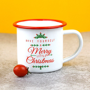 Feliz <span class=keywords><strong>Navidad</strong></span>, venta al por mayor de fogata <span class=keywords><strong>tazas</strong></span> impreso personalizado 200ml esmalte taza <span class=keywords><strong>para</strong></span> regalos - Product Image 1