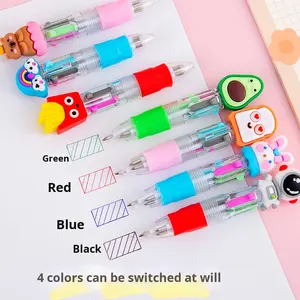 Pulpen Mini Kartun Empat Warna Lucu Portabel Pulpen Buku Catatan Siswa 4 Warna 0.5mm Alat Tulis Multi-Warna Bentuk Hewan Hadiah Kecil - Product Image 3