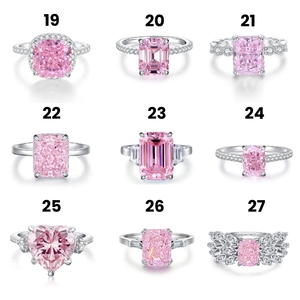 S925 Sterling Silver Radiant Cut Màu Hồng Icicle Cubic Zirconia Nhẫn Đầy Màu Sắc Đá Quý Đám Cưới Và Engagement Ring - Product Image 3