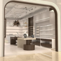 Vitrine d'exposition d'accessoires en bois avec écran LED, disposition personnalisable, finition vernie, construction robuste pour bijoux