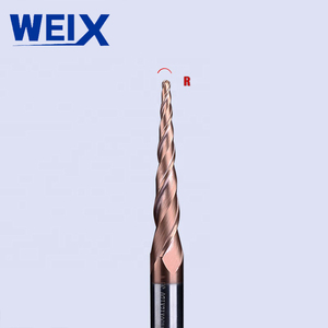 Fraise à bout rond WEIX, revêtement bronze, 2 cannelures, carbure HRC55, pour fraisage CNC, sculpture sur bois - Product Image 6