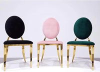 Sillas de Boda Doradas Europeas para Hotel, Cojín de Tela, Metal Dorado, Acero Inoxidable, Muebles para Sala de Estar, Villa, Eventos, Fiestas, Comedor