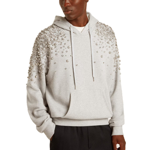 Hot Bán Pha Lê Hot Khoan Rhinestone Hoodie Người Đàn Ông Giản Dị Lấp Lánh Áo Thun Hoodies Baggy Phù Hợp Thoải Mái Drop Shoulder Hoodie - Product Image 1