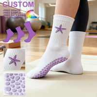 Chaussettes de yoga de haute qualité pour unisexe, chaussettes de Pilates respirantes avec grip en silicone, chaussettes brodées, logo personnalisé, support ODM/OEM