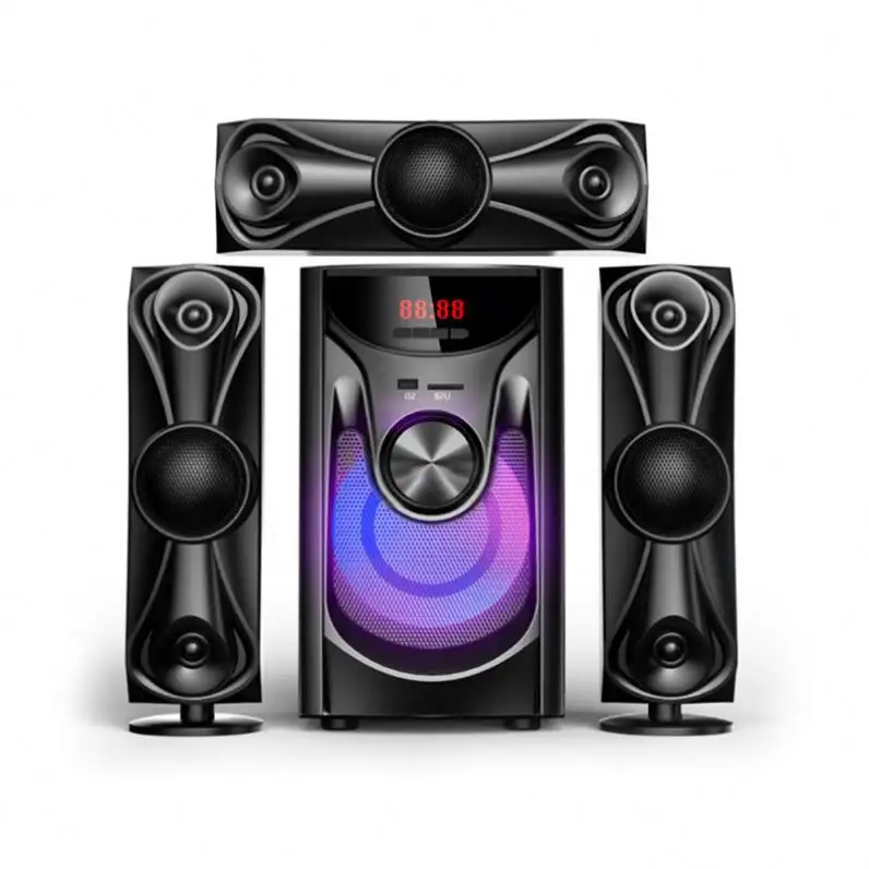 Speaker 3.1 Sistem Aktif Multimedia Hi-Fi dengan Suara Lebih Keras dan 7.1 Bass Home Theater Speaker Bertenaga Merk Stereo