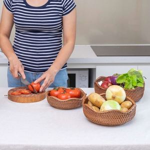 Panier plat pour décoration murale, panier à linge en plastique gris, <span class=keywords><strong>acheter</strong></span> un panier à linge en <span class=keywords><strong>jacinthe</strong></span> d'eau, bac à linge pour chambre à coucher, rangement tissé, lot de 2, 4 trieurs - Product Image 3