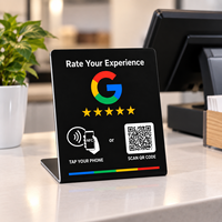 Individuell Bedruckter Acryl-Ständer mit NFC-Karte, NFC-Chip und Gedrucktem QR-Code für Bewertungserfassung an der Ladentheke