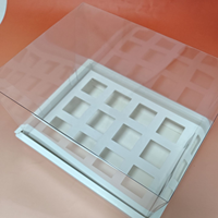 Boîte à dessert transparente carrée avec couvercle en plastique, vente en gros de boîtes à dessert XJH, vente chaude