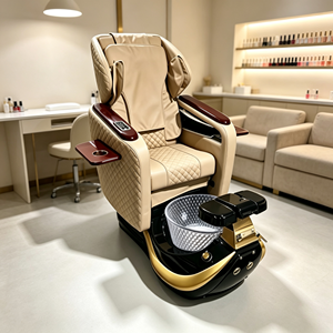 Fauteuil de pédicure électrique de luxe inclinable avec massage, fauteuil de spa pour pédicure avec bassin en verre pour les pieds et table d'appoint pour manucure - Product Image 1