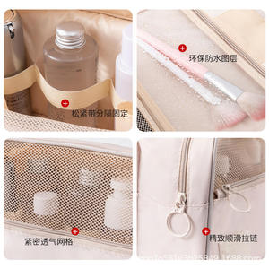 Portable Fashion Polyester Large Capacity Travel Cosmetic Bag Zipper Closure Wet/Dry Separation Multi-Compartment <b>Makeup</b> <b>Case</b> - Product Image 3