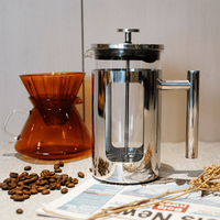 Cafetière à piston transparente en verre borosilicate de haute qualité 800 ml avec filtre en acier inoxydable résistant à la chaleur pour café et thé
