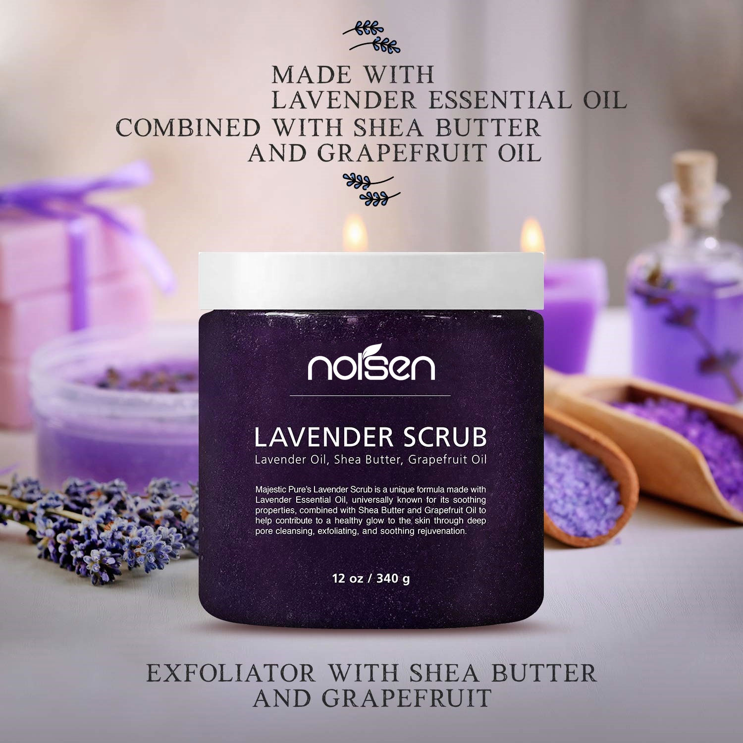 Private Label Natural organic Exfoliating Dead Sea Salt Nourishing Lavender body scrub whitening bath wash wholesale