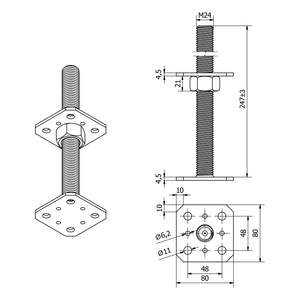Support <span class=keywords><strong>de</strong></span> <span class=keywords><strong>poteau</strong></span> <span class=keywords><strong>de</strong></span> sol réglable en hauteur avec filetage, base en béton - Product Image 3