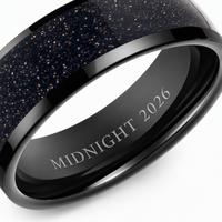 Bague de mariage pour homme en carbure de tungstène noir 8 mm avec incrustation de grès violet, polie, ajustement confortable, gravure personnalisée, bague d'anniversaire