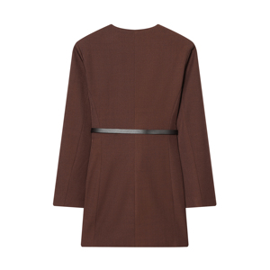 <span class=keywords><strong>Abito</strong></span> Mini Casual da Donna a Doppio Petto con Cintura, Maniche Lunghe e Collo Tondo, Colore <span class=keywords><strong>Marrone</strong></span> - Product Image 2