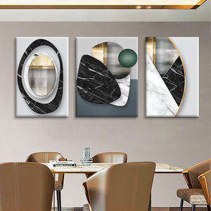 Peinture sur toile en polyester imprimée à l'aquarelle, art géométrique abstrait <span class=keywords><strong>moderne</strong></span>, combinaison de trois pièces, décoration murale pour la maison - Product Image 6