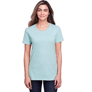 2023คอลเลกชันใหม่เสื้อยืดคอกลมแขนสั้นผู้หญิงสีทึบทรงสลิมฟิตโพลีเอสเตอร์ - Product Image 4