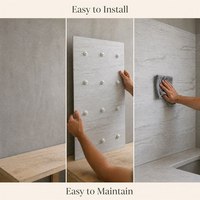 Panel Dinding SPC Tahan Api B1 Tekstur Kaya Ramah Lingkungan Tahan Air untuk Pelapis Dinding Interior Modern Kamar Mandi Rumah Sakit Sekolah Ruang Makan