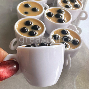 Accessoires miniatures pour maison de poupée, modèles d'aliments réalistes, mini-tasses à café, décoration, artisanat DIY, présentoir de thé aux perles, joie - Product Image 1