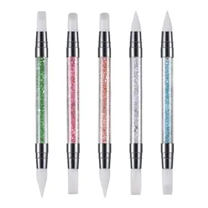 Wholesaler Double-ended 3D Silicone Nail Art Pen 5pcs/set Carving Painting Pencil